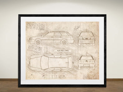 Audi RS2 (1995) - Art Print - Sketch Style, Car Patent, Blueprint Poster, Blue Print, (#3044)