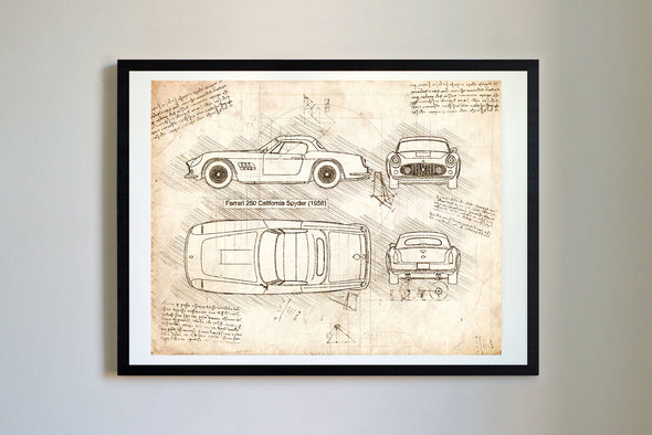 Ferrari 250 California Spyder (1958) da Vinci Sketch Art Print (#172)