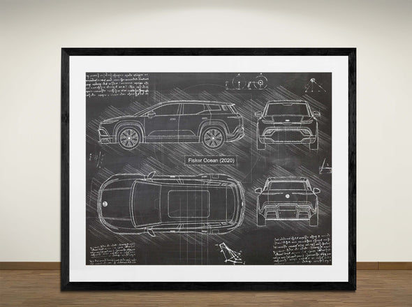 Fisker Karma (2012) - Art Print - Sketch Style, Car Patent, Blueprint Poster, Blue Print, (#3087)