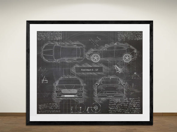 Ford Mach E - GT - Art Print - Sketch Style, Car Patent, Blueprint Poster, Blue Print, (#3138)