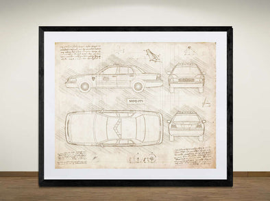 NYPD Police Car P71 (1998 - 2011) - Art Print - Sketch Style, NYPD gift, NYPD art print  (#2009)