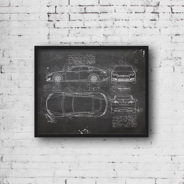 Tesla Model S (2012-16) da Vinci Sketch Art Print (#451)