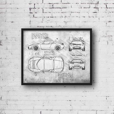 Tesla Roadster (2011) da Vinci Sketch Art Print (#689)
