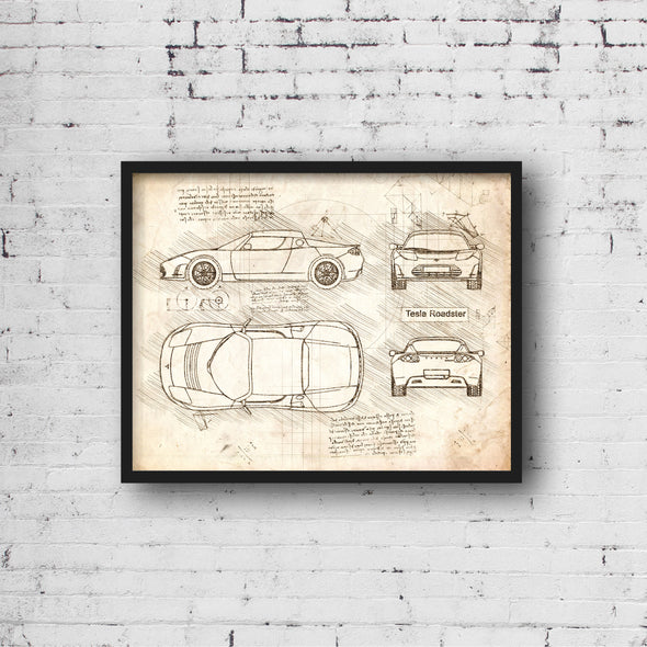 Tesla Roadster (2011) da Vinci Sketch Art Print (#689)