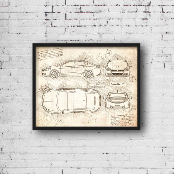Dodge Dart GT (2013-16) da Vinci Sketch Art Print (#721)