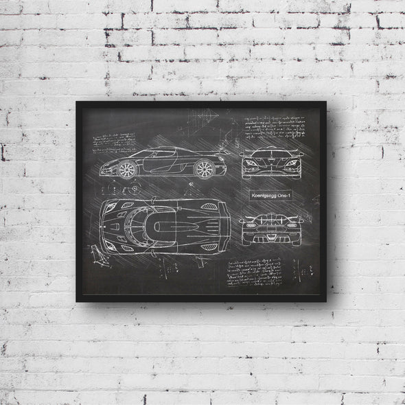 Koenigsegg One-1 (2014) da Vinci Sketch Art Print (#319)