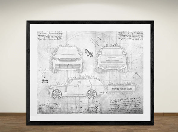Range Rover 2023 - Art Print - Sketch Style, Car Patent, Blueprint Poster, Blue Print, (#3137)