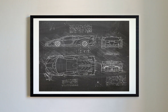 Lamborghini Veneno (2013) da Vinci Sketch Art Print (#221)