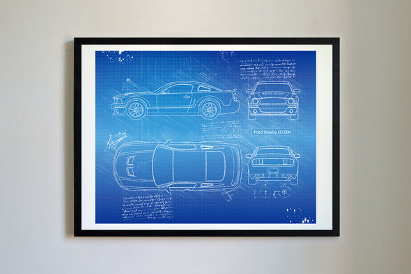 Ford Mustang Shelby GT500 (2007) da Vinci Sketch Art Print (#535)