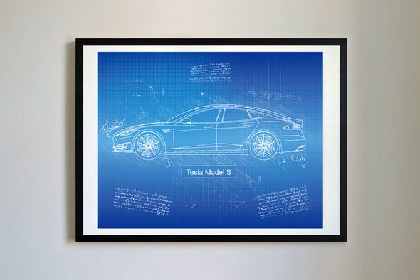Tesla Model S (2017-Present) da Vinci Sketch Art Print (#511)