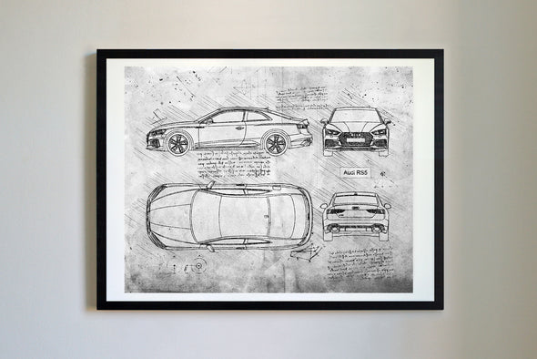 Audi RS5 (2017-Present) da Vinci Sketch Art Print (#765)