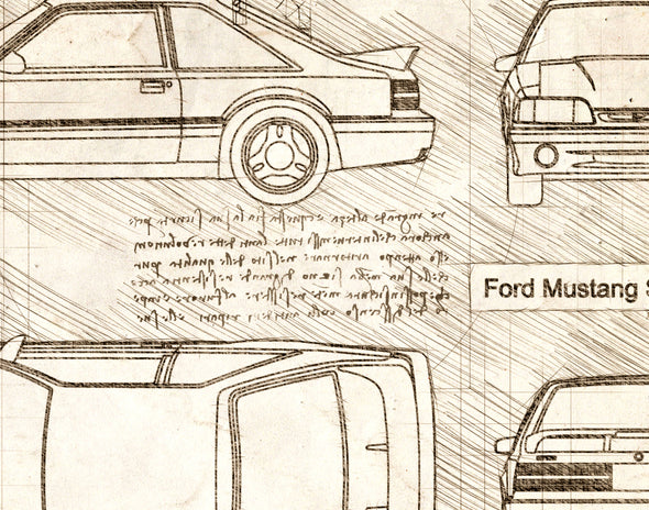 Ford Mustang SVT Cobra R (1993) da Vinci Sketch Art Print (#537)