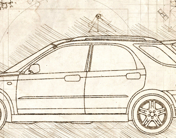 Subaru Impreza WRX 5-door (2004-05) da Vinci Sketch Art Print (#550)