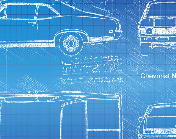 Chevrolet Nova SS 396 (1968-72) da Vinci Sketch Art Print (#528)
