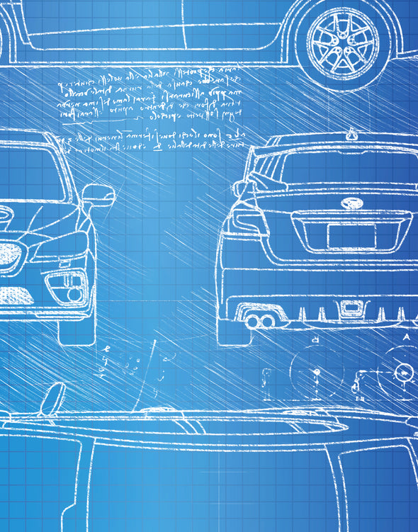 Subaru Impreza WRX STi (2015) da Vinci Sketch Art Print (#601)