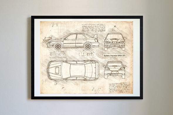 Subaru Impreza WRX STi (2005-07) da Vinci Sketch Art Print (#275)