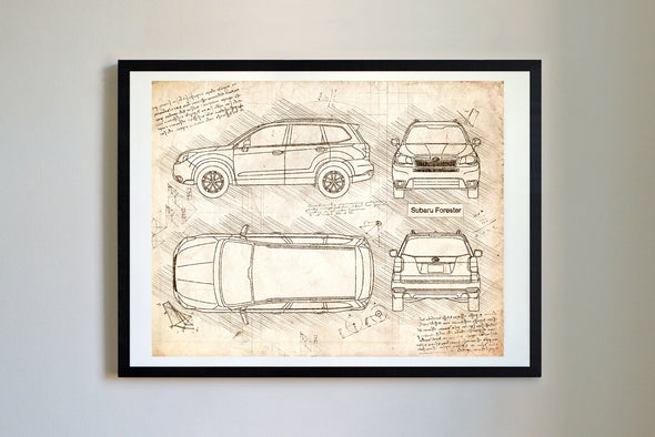 Subaru Forester (2015-17) da Vinci Sketch Art Print (#747)