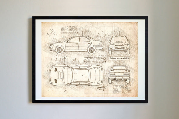 Subaru Impreza WRX (1994) da Vinci Sketch Art Print (#438)