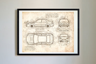 Subaru Impreza WRX (2001-05) da Vinci Sketch Art Print (#396)