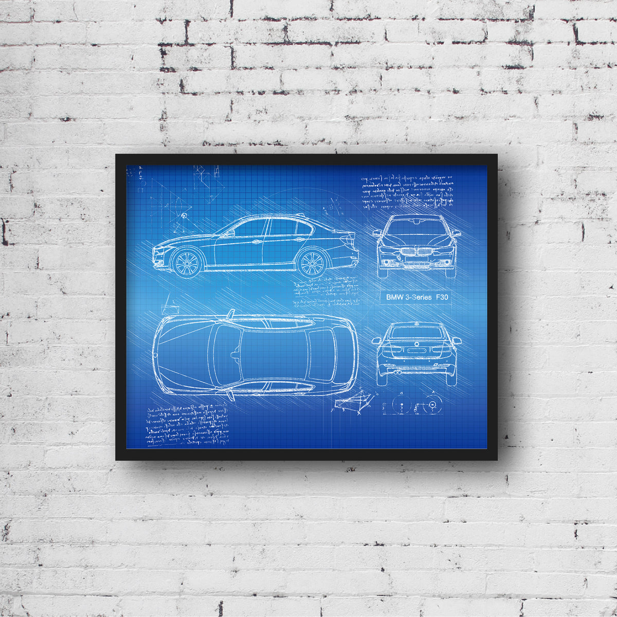 BMW 3-Series F30 (2012-18) da Vinci Sketch Art Print | DolanPaperCo