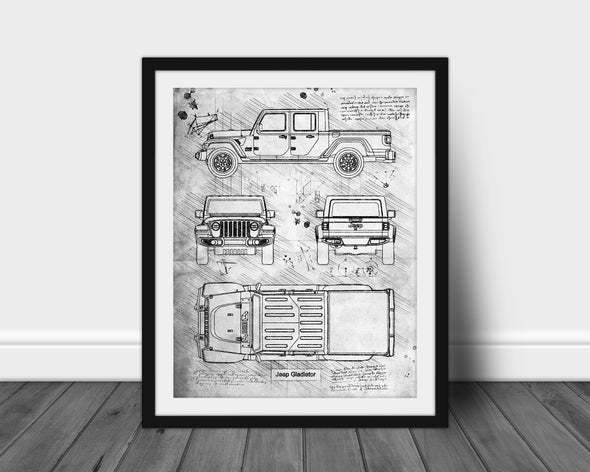 Jeep Gladiator (2019-Present) da Vinci Sketch Art Print (#976)