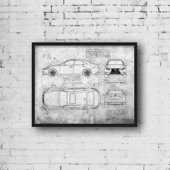 Lexus IS350 F Sport (2014-Present) da Vinci Sketch Art Print (#860)