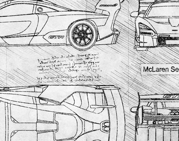 McLaren Senna GTR (2019) da Vinci Sketch Art Print (#800)