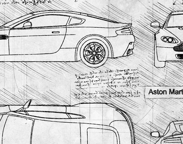 Aston Martin V8 Vantage N400 (2008-11) da Vinci Sketch Art Print (#688)