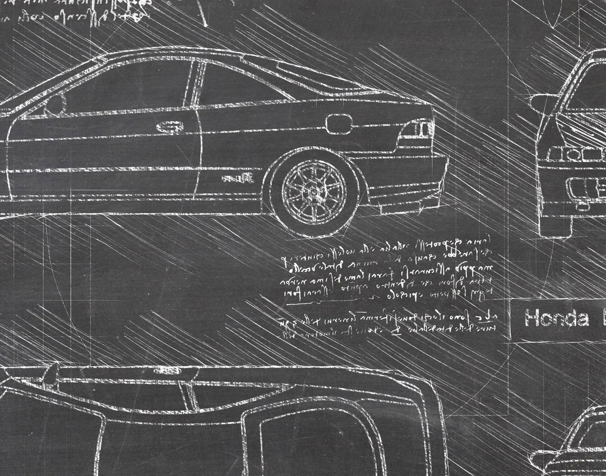 Honda Integra Type-R DC2 (1999) da Vinci Sketch Art Print