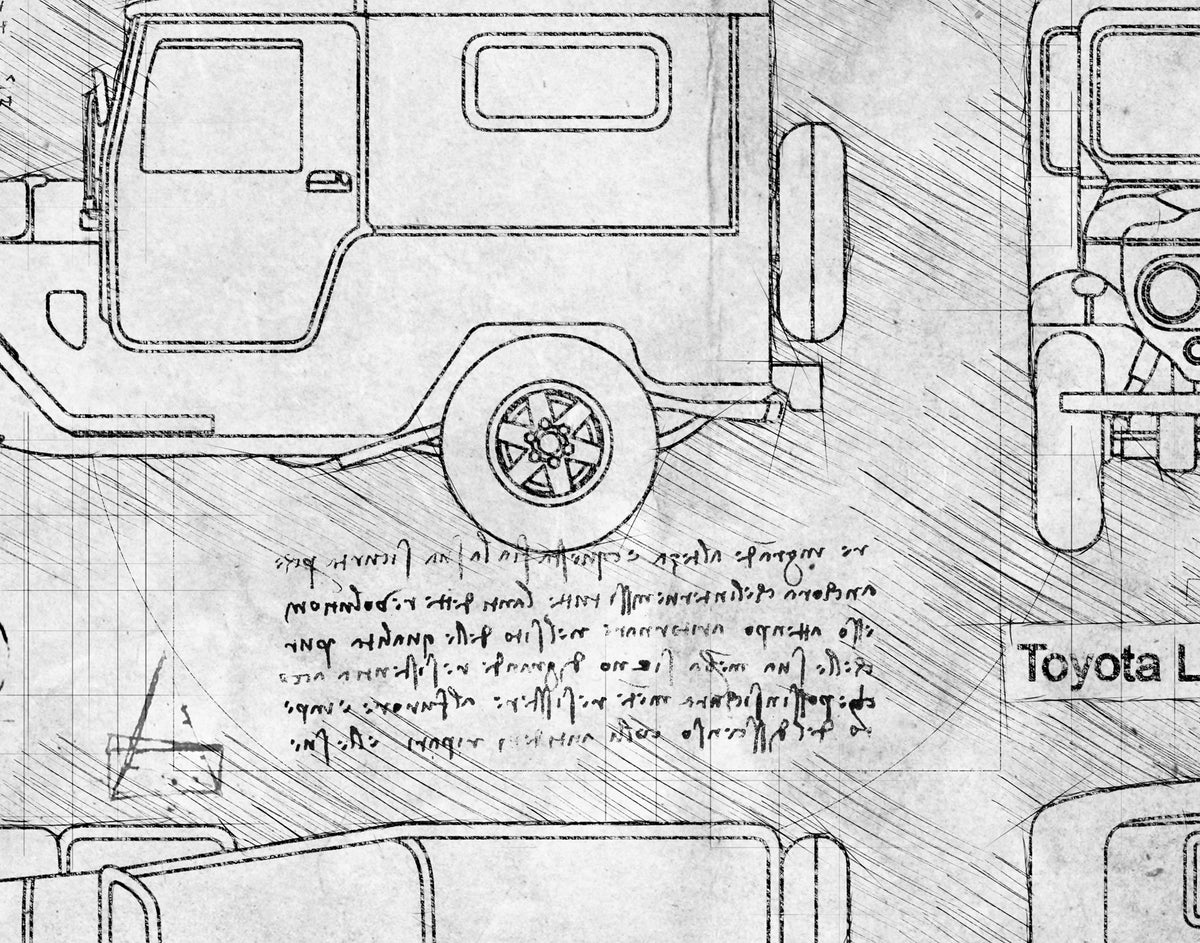 Toyota Land Cruiser FJ40 da Vinci Sketch Art Print | DolanPaperCo