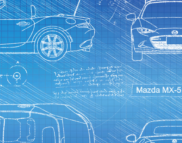 Mazda MX-5 Roadster ND (2015-Present) da Vinci Sketch Art Print (#978)