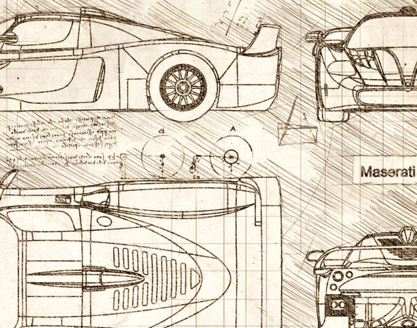 Maserati MC12 (2004-05) da Vinci Sketch Art Print (#566)