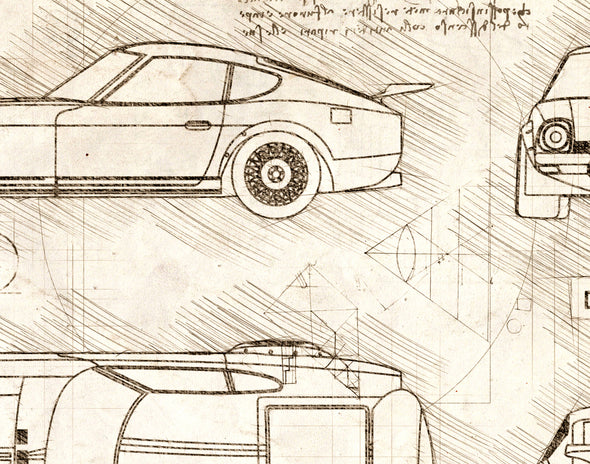 Datsun 260Z (1970-73) da Vinci Sketch Art Print (#684)