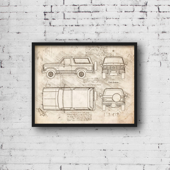 Ford Bronco (1980-86) da Vinci Sketch Art Print (#965)