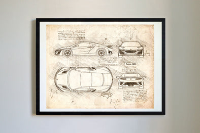 Acura NSX (2016-Present) da Vinci Sketch Art Print (#797)