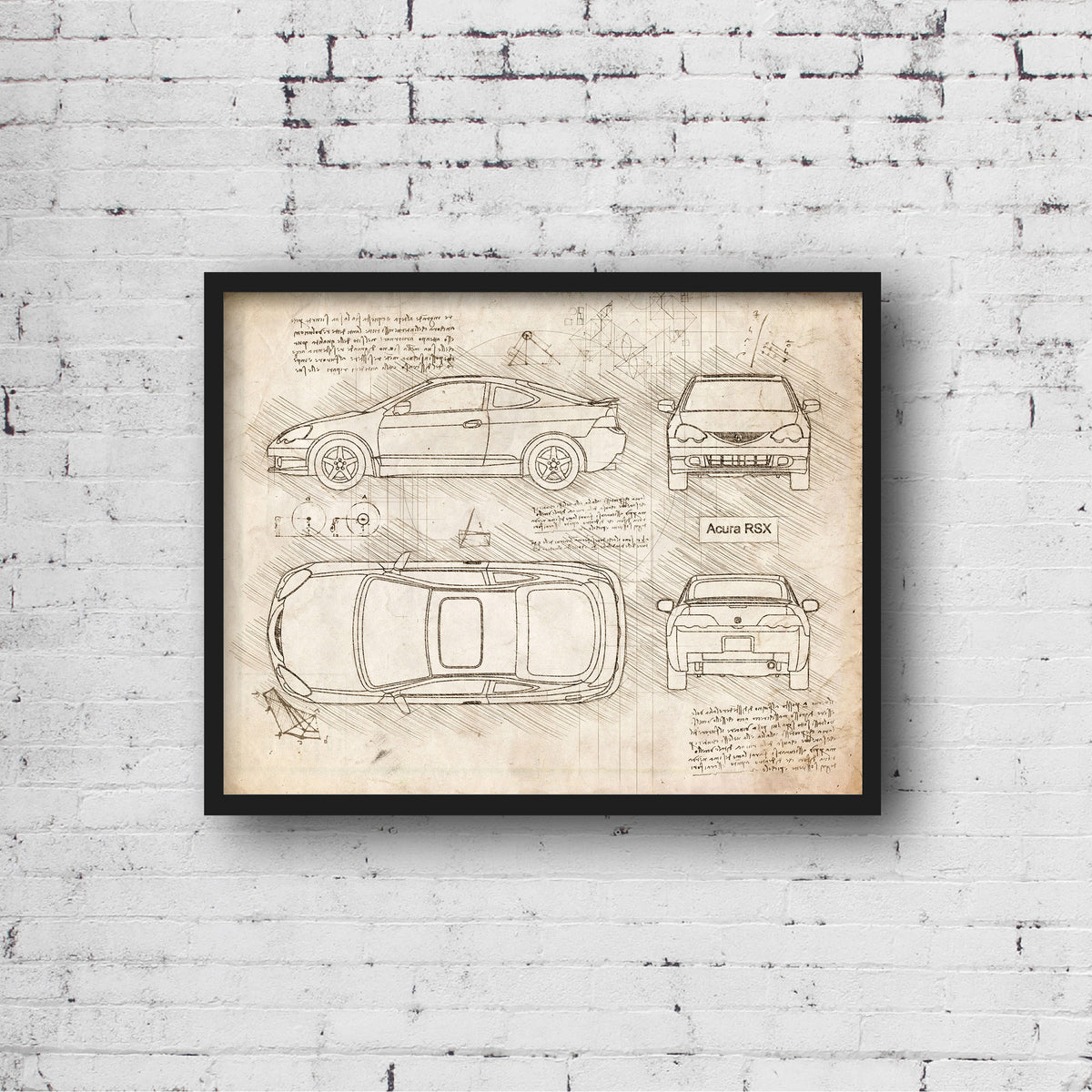 Acura RSX (2001-06) da Vinci Sketch Art Print | DolanPaperCo