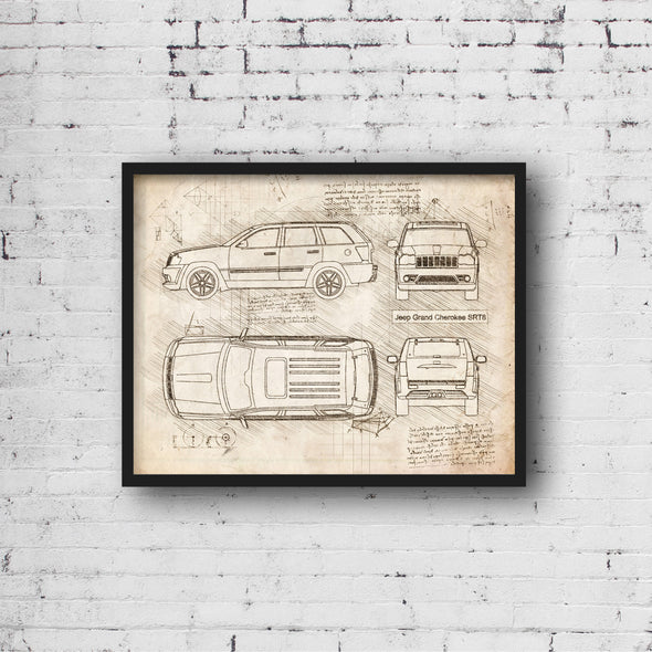 Jeep Grand Cherokee SRT8 (2005-10) da Vinci Sketch Art Print (#953)