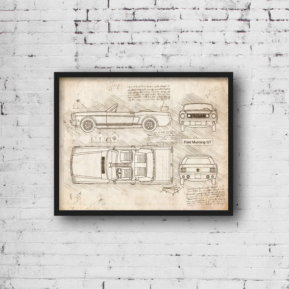 Ford Mustang GT (1964-66) da Vinci Sketch Art Print (#1002)