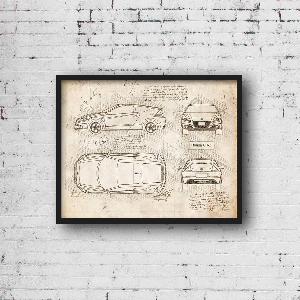 Honda CR-Z (2010-16) da Vinci Sketch Art Print | DolanPaperCo