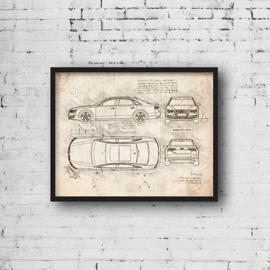 Audi A8 L W12 (2014-17) da Vinci Sketch Art Print (#872)