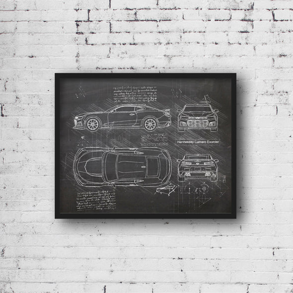 Hennessey Camaro Exorcist (2017) Sketch Art Print - Sketch Style, Car Patent, Blueprint Poster, Blue Print, Camaro Poster (P704)