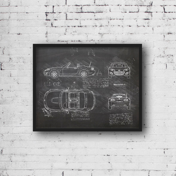 Mazda MX-5 (2005 - 15) Sketch Art Print - Sketch Style, Car Patent, Patent, Blueprint Poster, Car Prints, MX 5, MX5 Poster (P659)