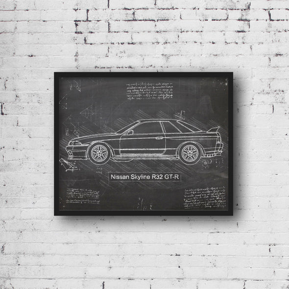 Nissan Skyline R32 GT-R (1989 - 1994) Sketch Art Print - Sketch Style, Car Patent, Blueprint Poster, BluePrint, GTR Poster (P541)