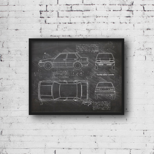Toyota AE82 Corolla (1982 - 87) Sketch Art Print - Sketch Style, Car Patent, Blueprint Poster, Blue Print, Corolla Car Art (P483)