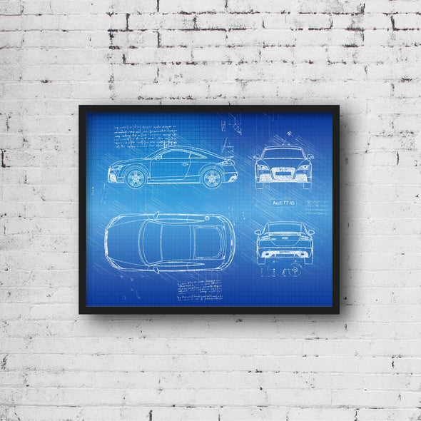 Audi TT RS Coupe (2009 - 14) Sketch Art Print - Sketch Style, Blue Print Poster, Spyder Car, Audi Art, Audi Coupe Poster (P824)