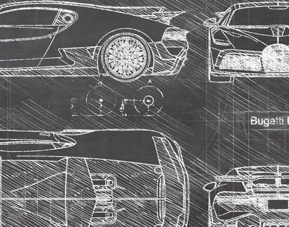 Bugatti Divo (2018 - present) Sketch Art Print - Sketch Style, Car Patent, Patent, Blue Print Poster, Bugatti Car (P554)