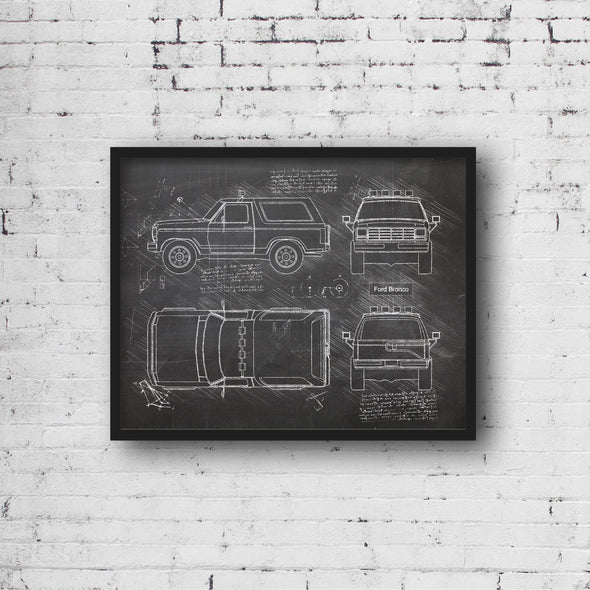 Ford Bronco (1984 - 90) Sketch Art Print - Sketch Style, Car Patent, Patent, Blueprint Poster, BluePrint, Bronco Car Art (P430)