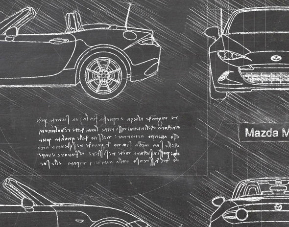 Mazda MX-5 (2015) Sketch Art Print - Sketch Style, Car Patent, Patent, Blueprint Poster, Car Prints, MX 5, MX5 Poster (P627)