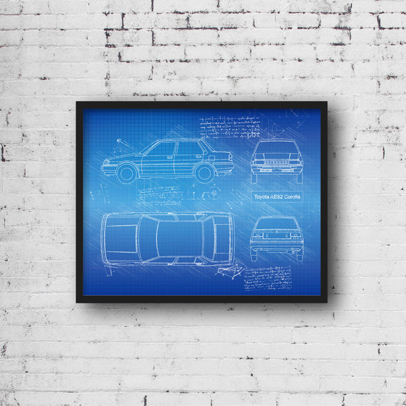 Toyota AE82 Corolla (1982 - 87) Sketch Art Print - Sketch Style, Car Patent, Blueprint Poster, Blue Print, Corolla Car Art (P483)