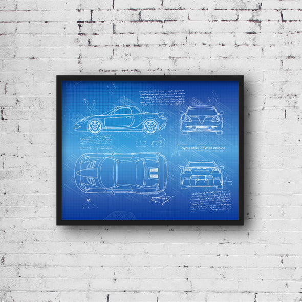 Toyota MR2 ZZW30 Veilside (1999 - 07) Sketch Art Print - Sketch Style, Car Patent, Blue Print Poster, MR2 Car Poster (P795)